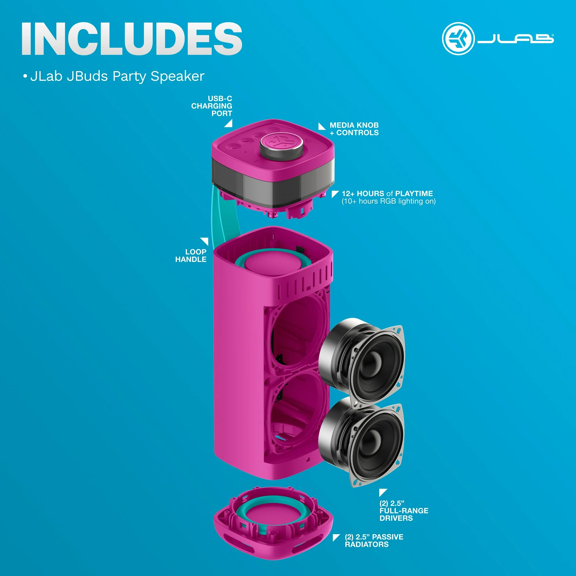 Jlab JBuds Party Portable Bluetooth Speaker - Image 3