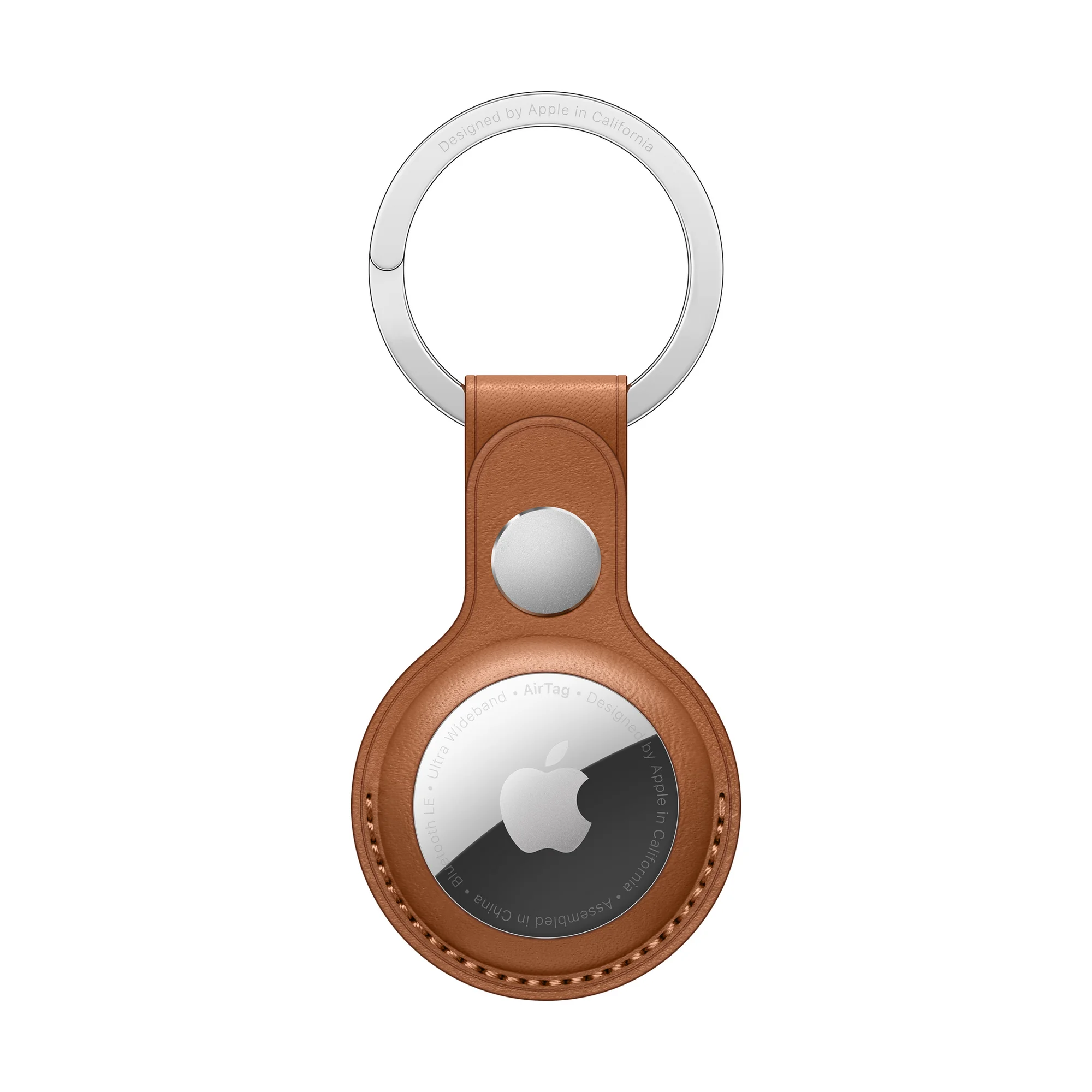 Apple AirTag Leather Key Ring - Saddle Brown | Premium Secure Locator Accessory
